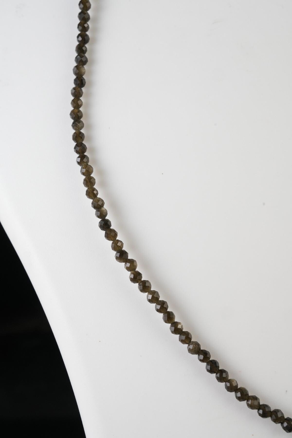 Genuine Golden Obsidian Beads Necklace / Handcrafted Adjustable Mala Necklace / 3 MM Round Micro Faceted Beaded Necklace Jewelry - AS & JG