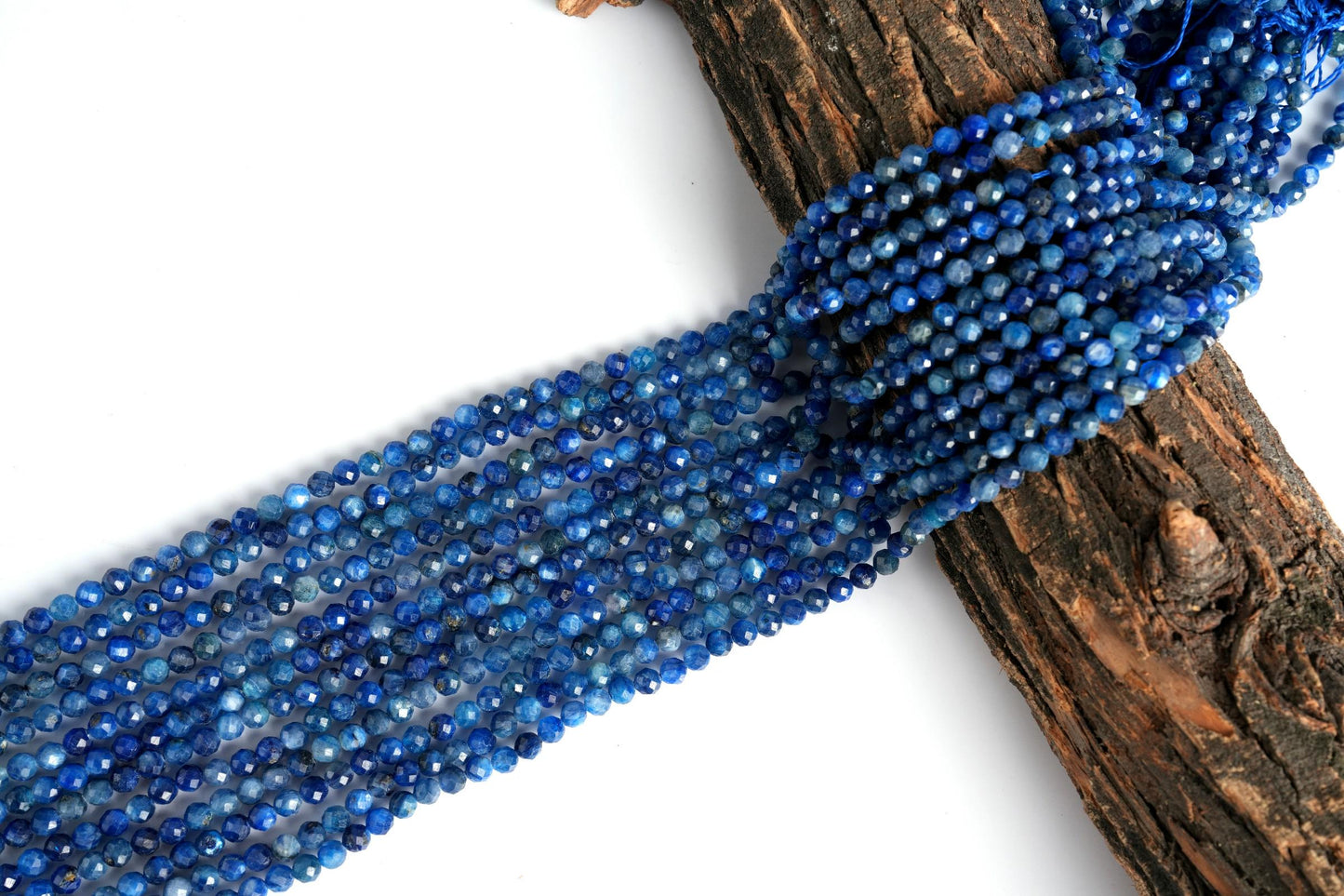 Natural Kyanite Gemstone Round Micro Faceted Beads String 15.5 Inches Long 2/3/4/6 MM for Jewelry Making and Crafting - AS & JG
