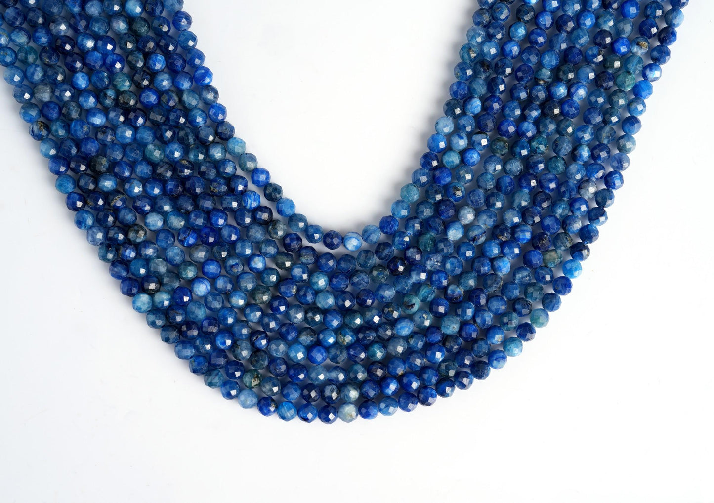 Natural Kyanite Gemstone Round Micro Faceted Beads String 15.5 Inches Long 2/3/4/6 MM for Jewelry Making and Crafting - AS & JG