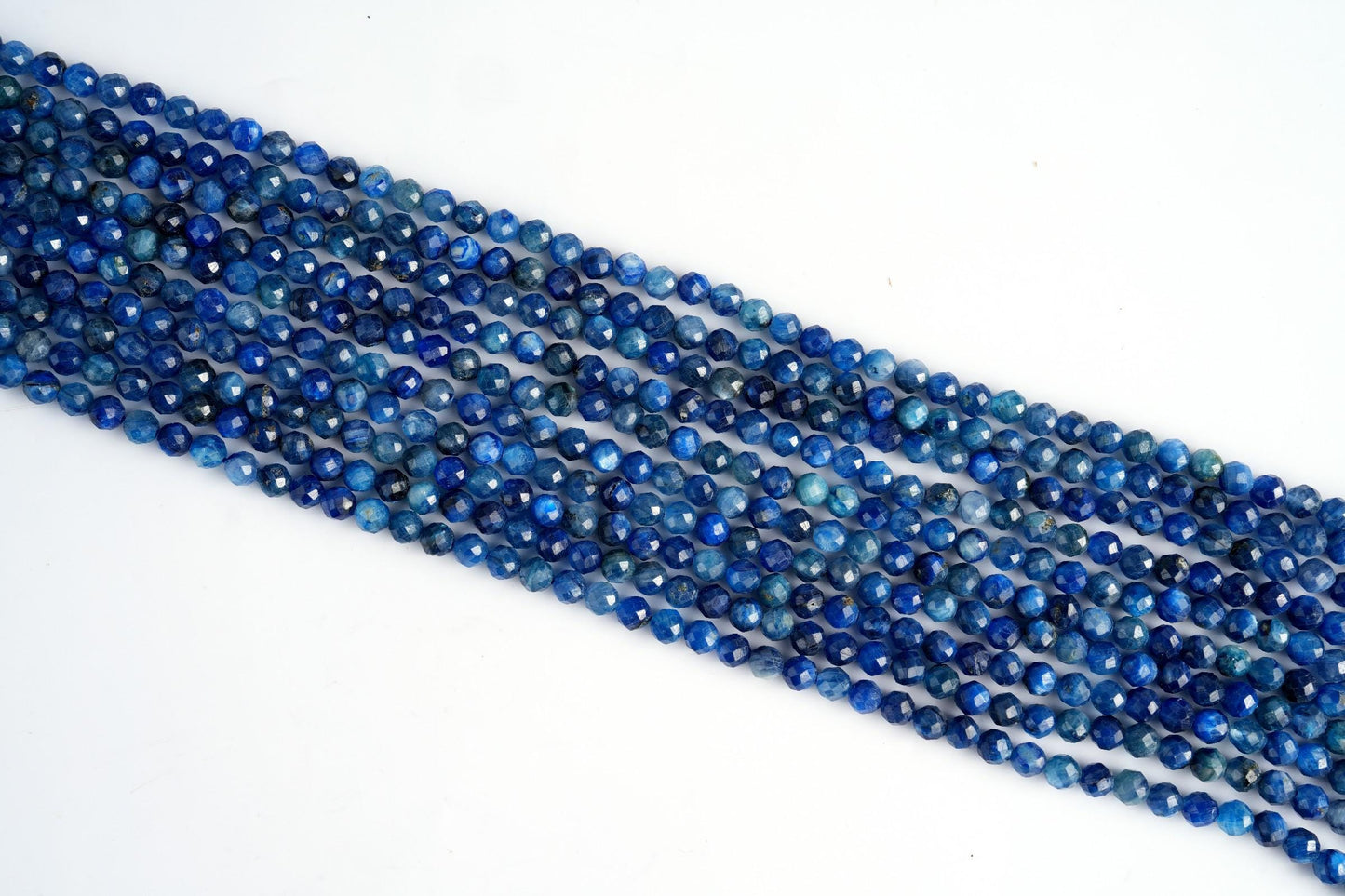 Natural Kyanite Gemstone Round Micro Faceted Beads String 15.5 Inches Long 2/3/4/6 MM for Jewelry Making and Crafting - AS & JG