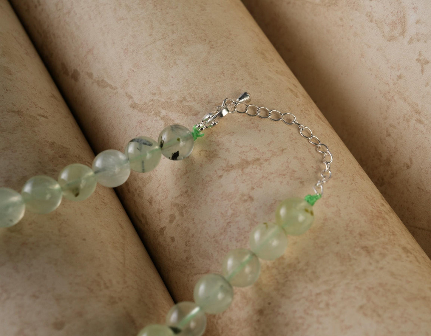 Genuine Prehnite Beads Necklace / Handcrafted Adjustable Mala Necklace / 8 MM Round Smooth Beaded Necklace Jewelry For Her - AS & JG
