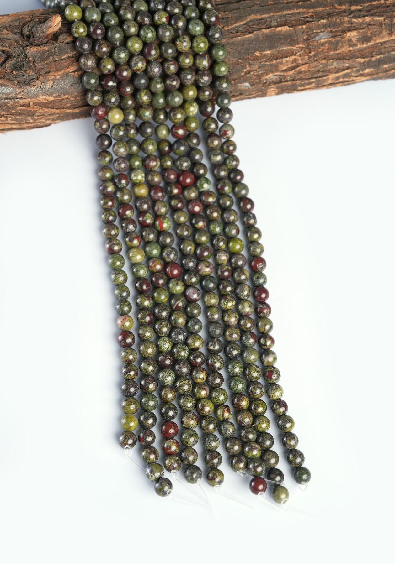Natural Dragon Blood Jasper Gemstone Round Smooth Beads String 15.5 Inches Long 4/6/8/10 MM for Jewelry Making and Crafting - AS & JG