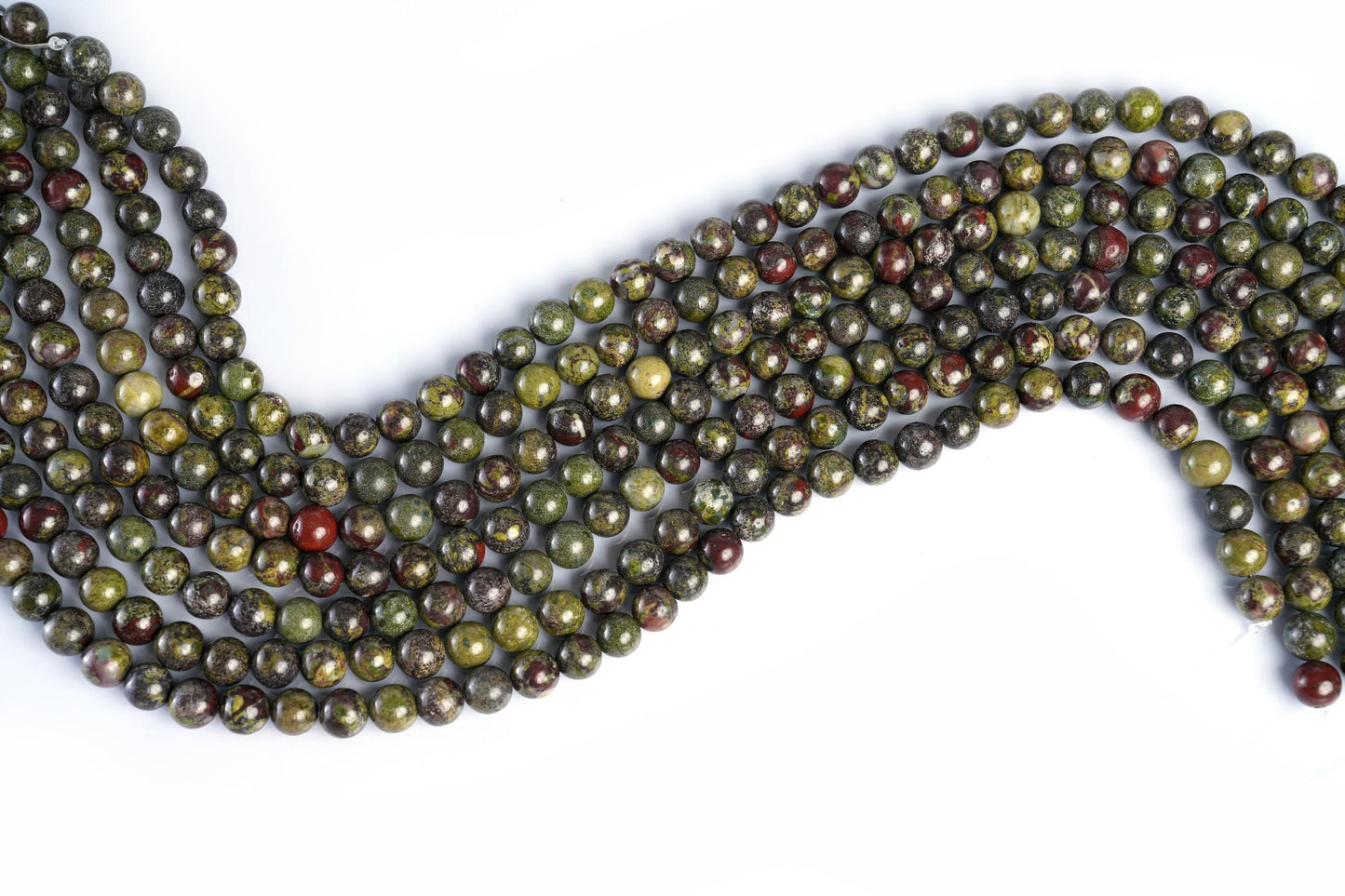 Natural Dragon Blood Jasper Gemstone Round Smooth Beads String 15.5 Inches Long 4/6/8/10 MM for Jewelry Making and Crafting - AS & JG