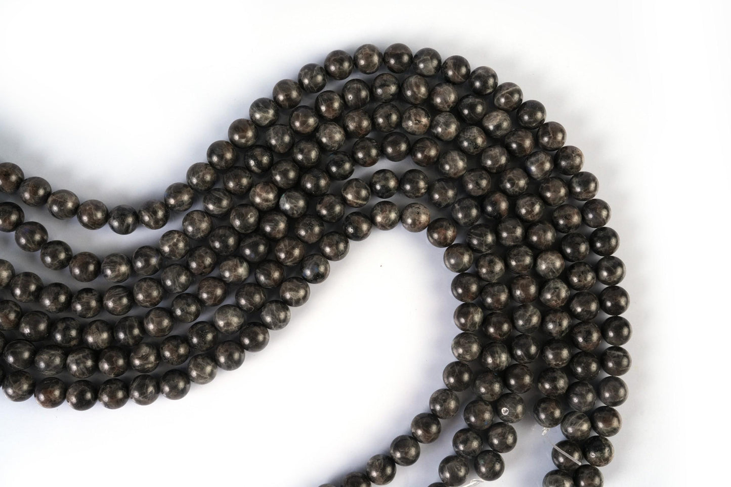 Natural Chocolate Labradorite Gemstone Round Smooth Beads String 15.5 Inches Long 4/6/8/10 MM for Jewelry Making and Crafting - AS & JG