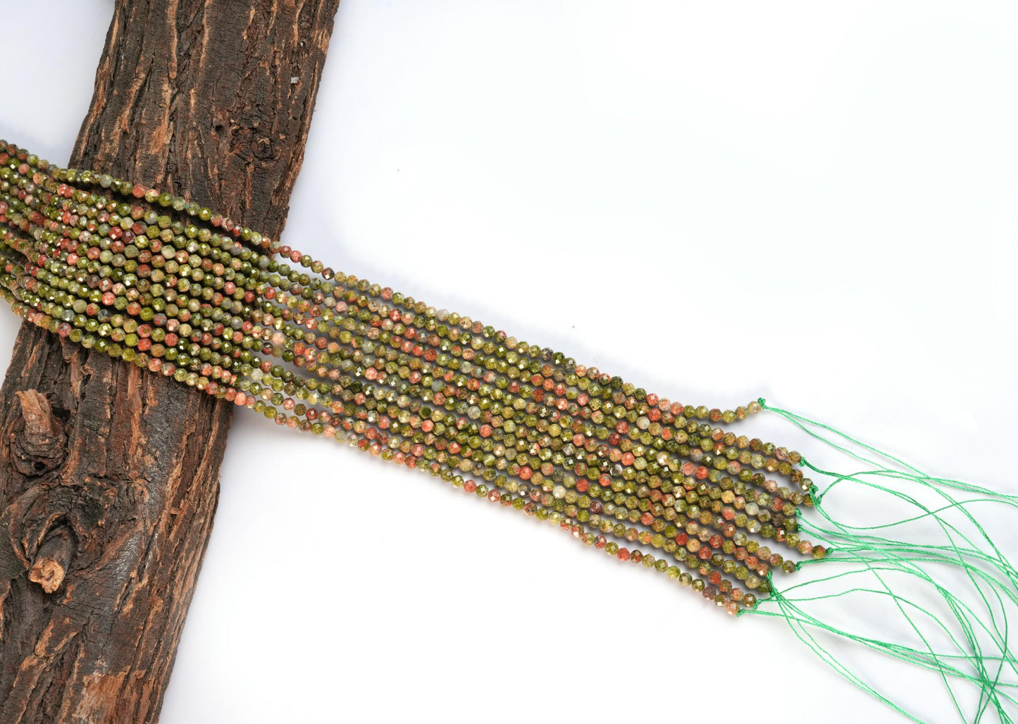 Natural Unakite Gemstone Round Micro Faceted Beads String 15.5 Inches Long 2/3/4/6 MM for Jewelry Making and Crafting - AS & JG