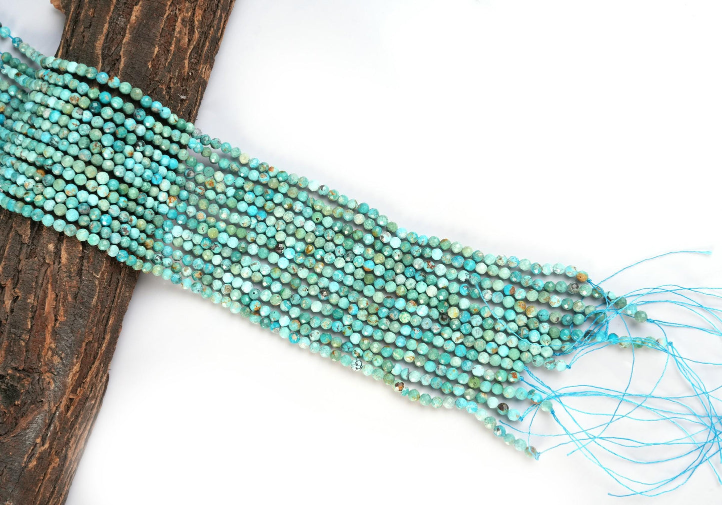 Natural Turquoise Gemstone Round Micro Faceted Beads String 15.5 Inches Long 2/3/4/6 MM for Jewelry Making and Crafting - AS & JG