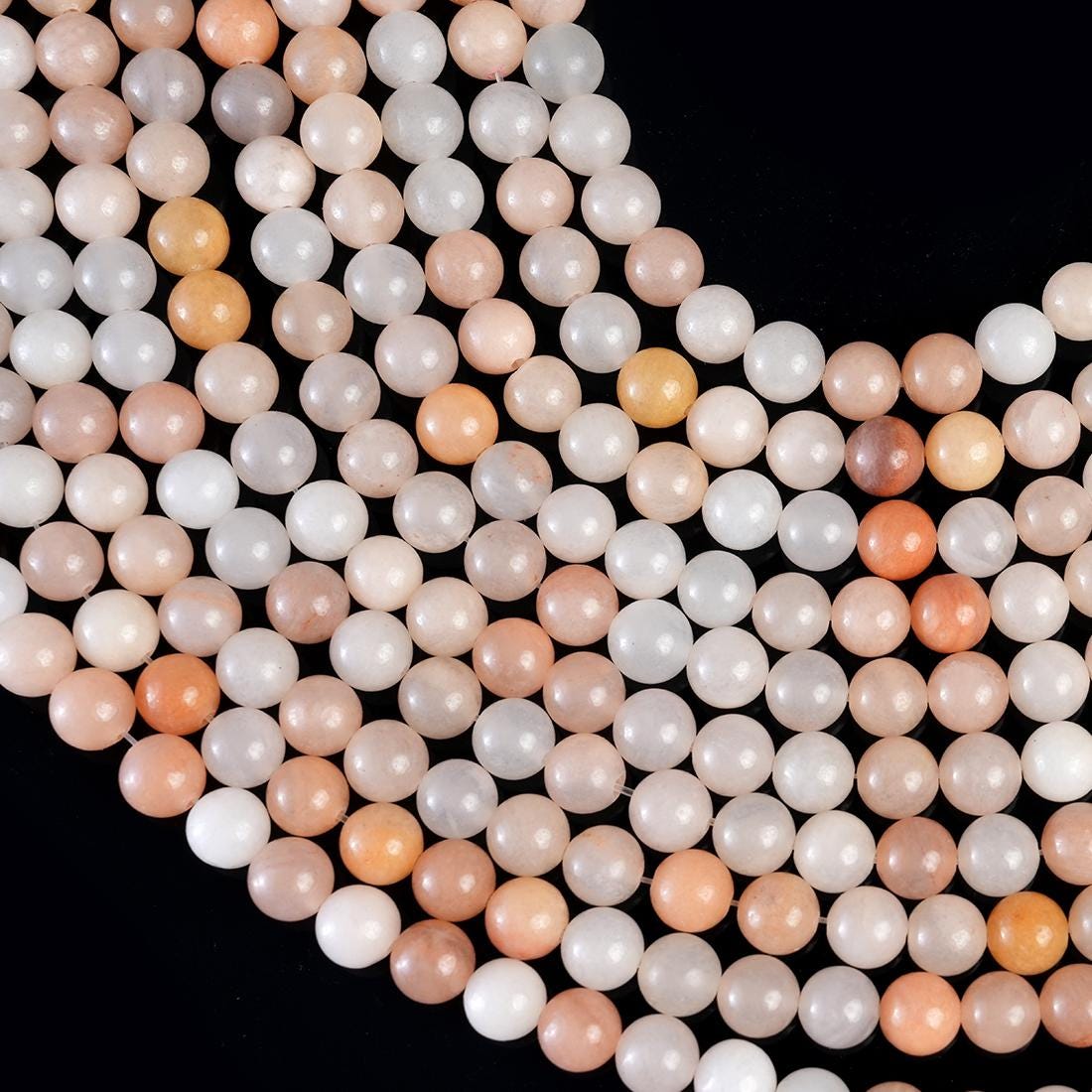 Natural Peach Aventurine Gemstone Round Smooth Beads String 15.5 Inches Long 4/6/8/10 MM for Jewelry Making and Crafting - AS & JG