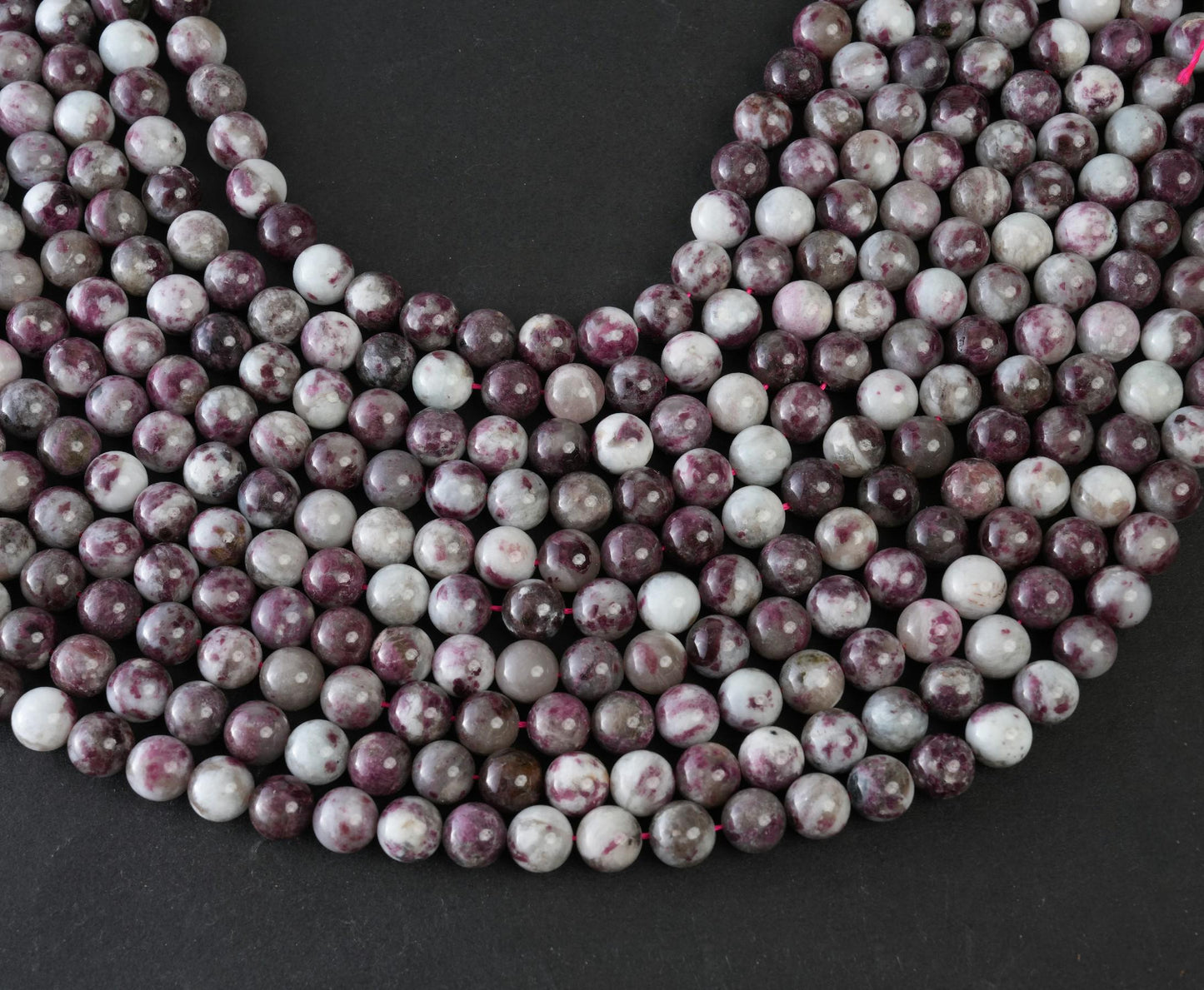 Natural Pink Tourmaline Gemstone Round Smooth Beads String 15.5 Inches Long 4/6/8/10 MM for Jewelry Making and Crafting - AS & JG