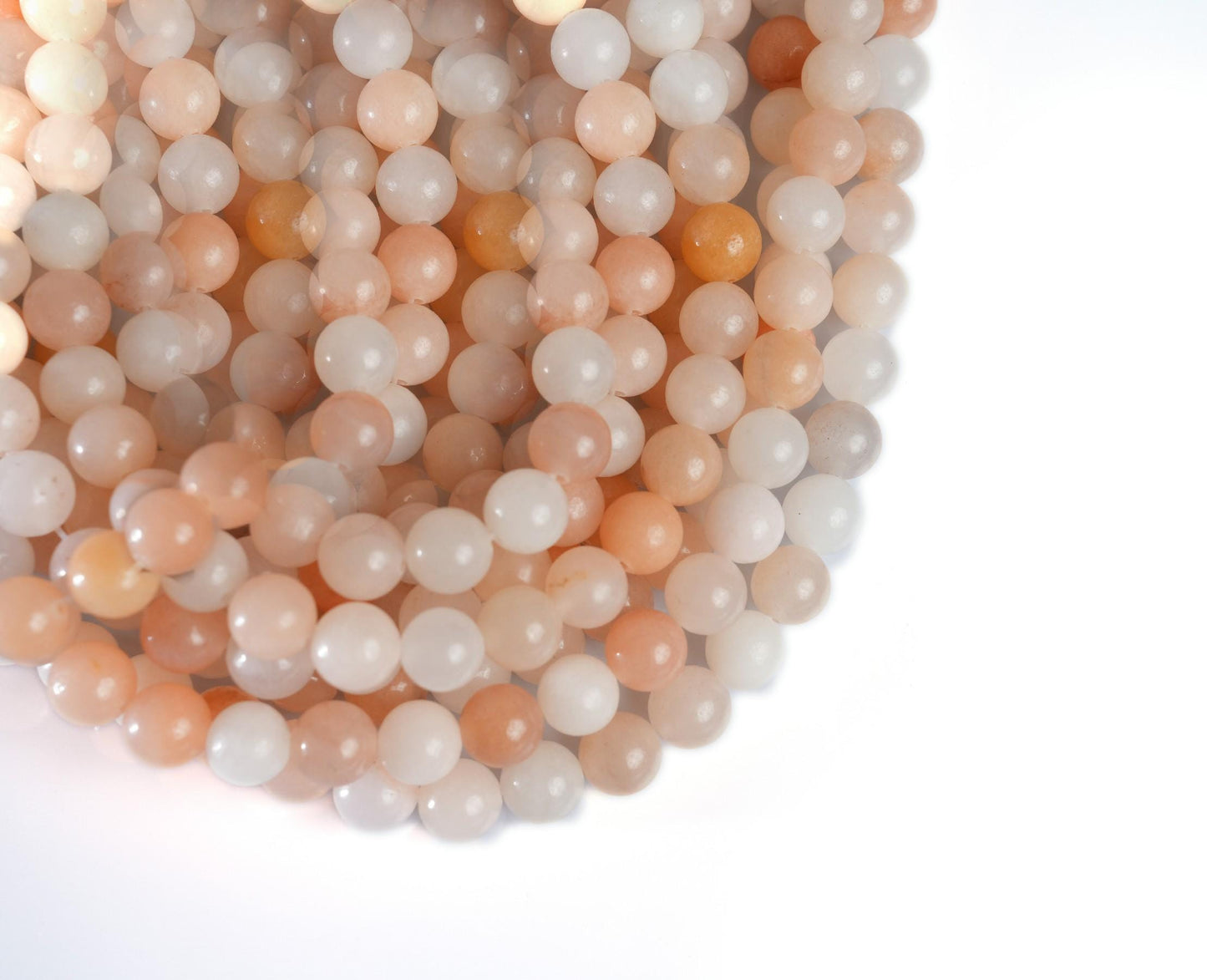 Natural Peach Aventurine Gemstone Round Smooth Beads String 15.5 Inches Long 4/6/8/10 MM for Jewelry Making and Crafting - AS & JG