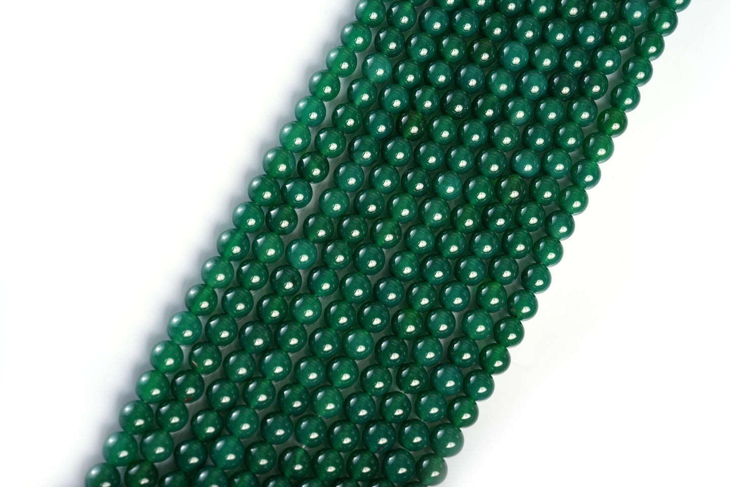 Natural Green Agate Gemstone Round Smooth Beads String 15.5 Inches Long 4/6/8/10 MM for Jewelry Making and Crafting - AS & JG