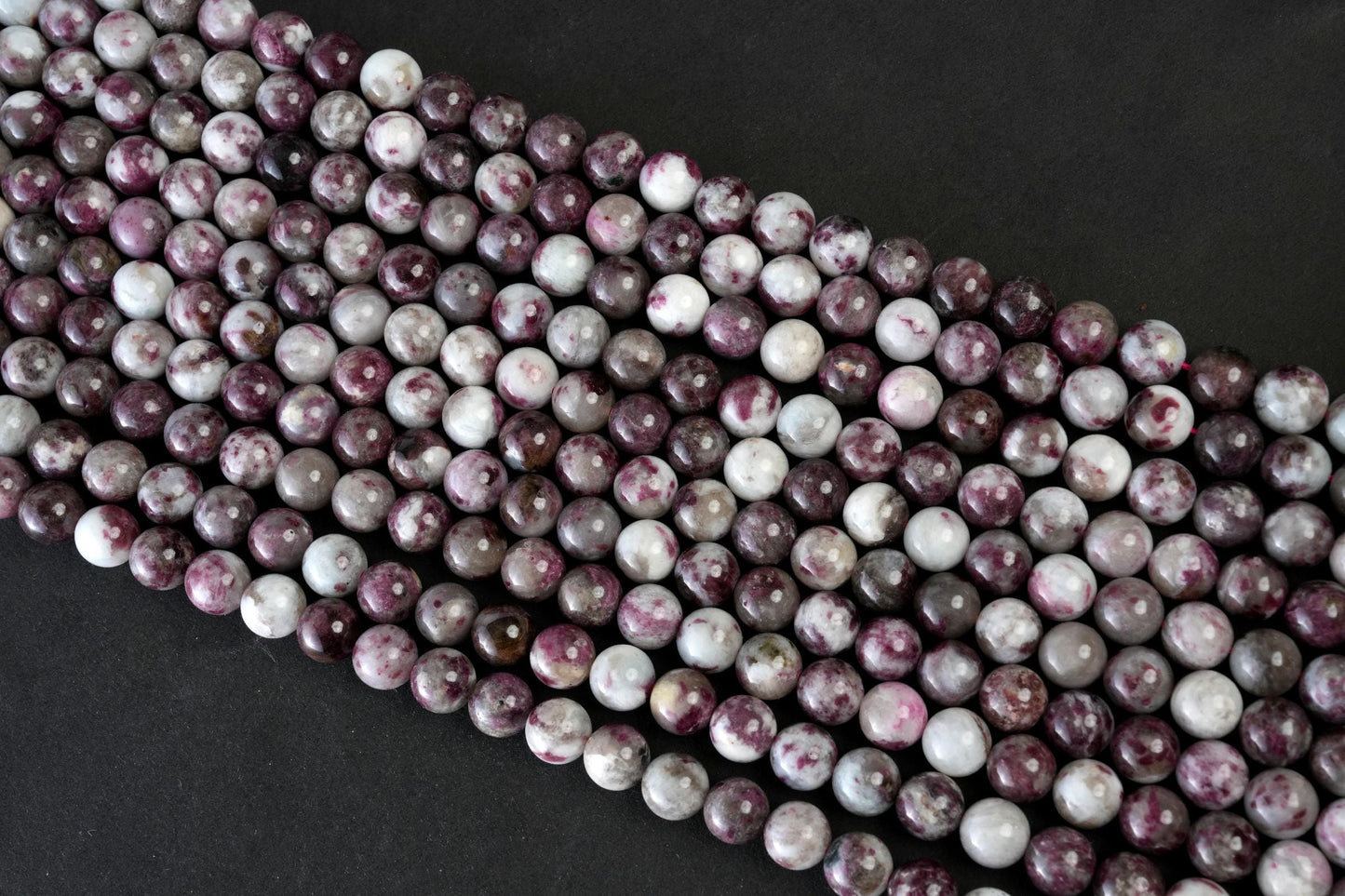 Natural Pink Tourmaline Gemstone Round Smooth Beads String 15.5 Inches Long 4/6/8/10 MM for Jewelry Making and Crafting - AS & JG