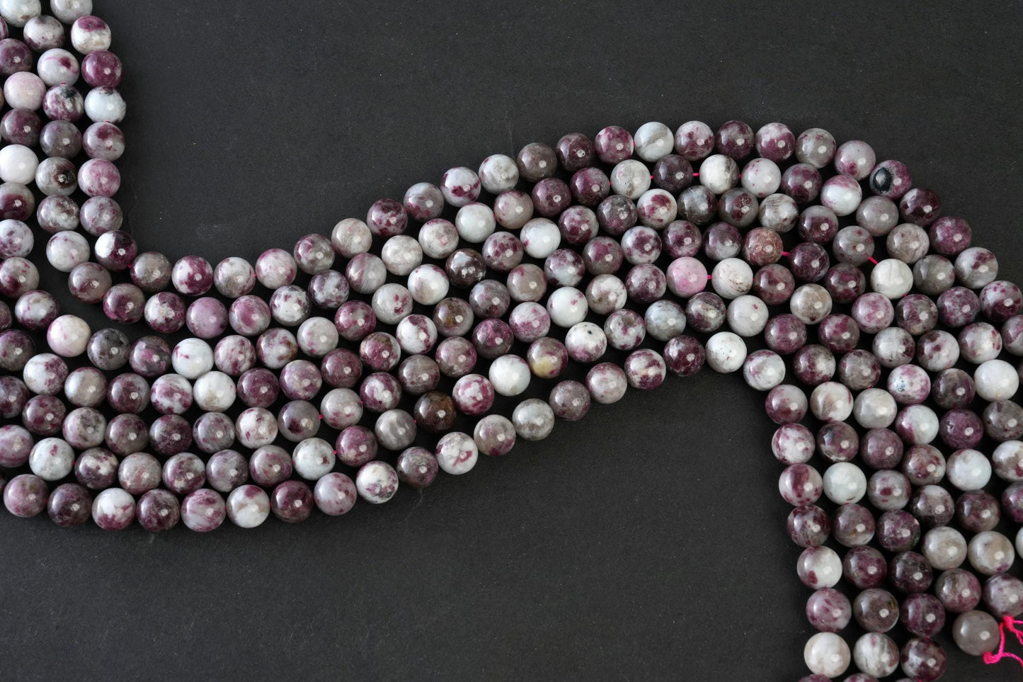 Natural Pink Tourmaline Gemstone Round Smooth Beads String 15.5 Inches Long 4/6/8/10 MM for Jewelry Making and Crafting - AS & JG