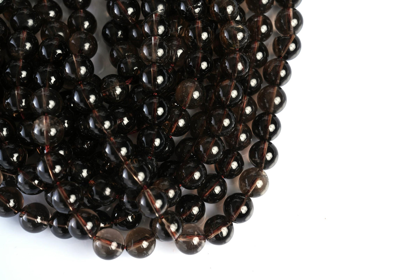 Natural Smoky Quartz Gemstone Round Smooth Beads String 15.5 Inches Long 4/6/8/10 MM for Jewelry Making and Crafting - AS & JG