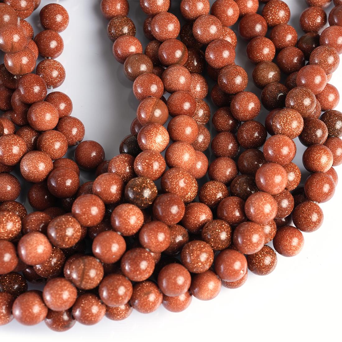 Natural Golden Sandstone Gemstone Round Smooth Beads String 15.5 Inches Long 4/6/8/10 MM for Jewelry Making and Crafting - AS & JG