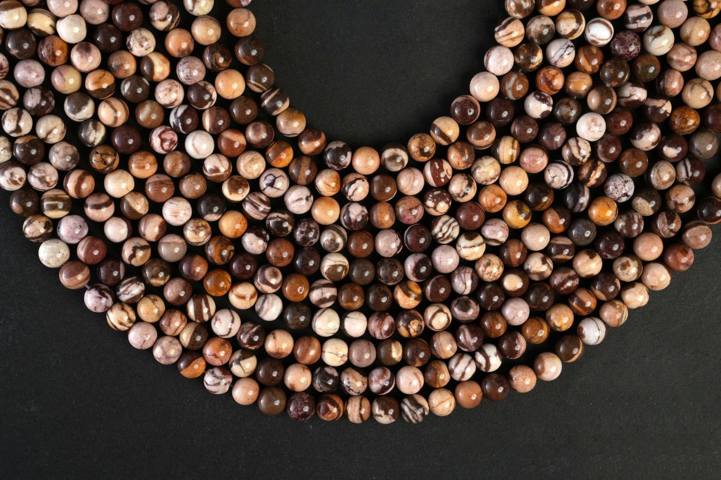 Natural Australian Zebra Jasper Gemstone Round Smooth Beads String 15.5 Inches Long 4/6/8/10 MM for Jewelry Making and Crafting - AS & JG