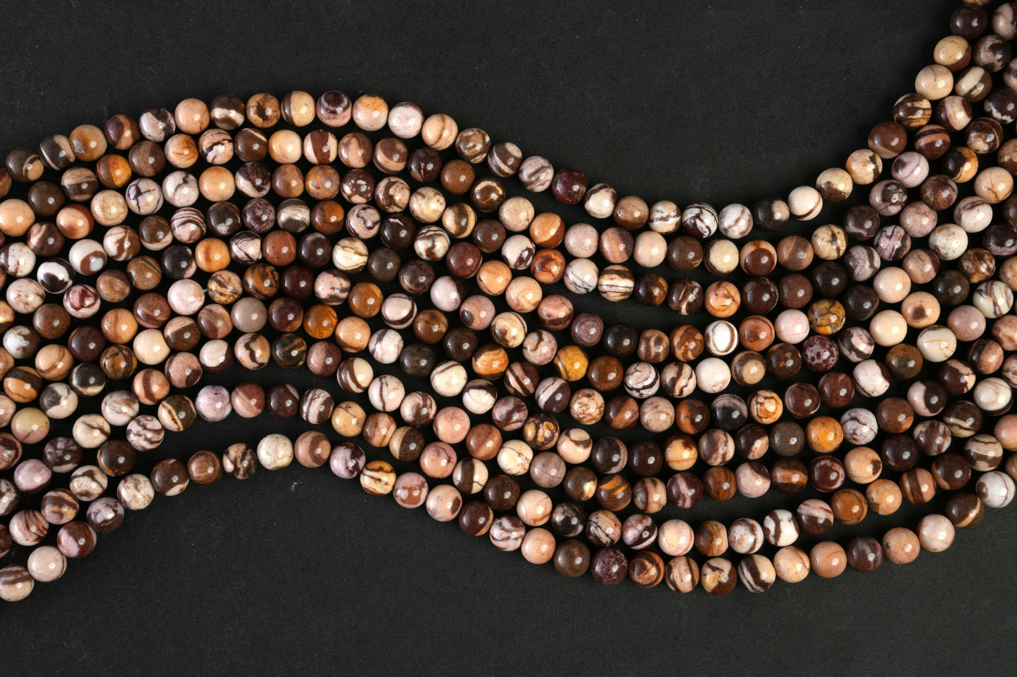 Natural Australian Zebra Jasper Gemstone Round Smooth Beads String 15.5 Inches Long 4/6/8/10 MM for Jewelry Making and Crafting - AS & JG