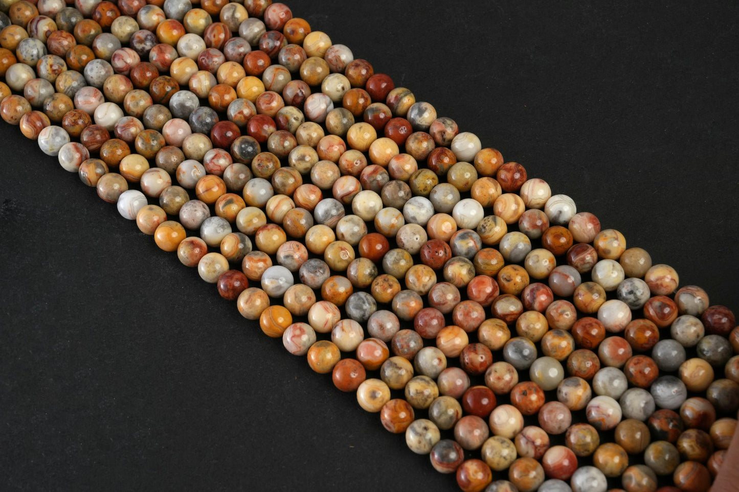 Natural Crazy Lace Agate Gemstone Round Smooth Beads String 15.5 Inches Long 4/6/8/10 MM for Jewelry Making and Crafting - AS & JG