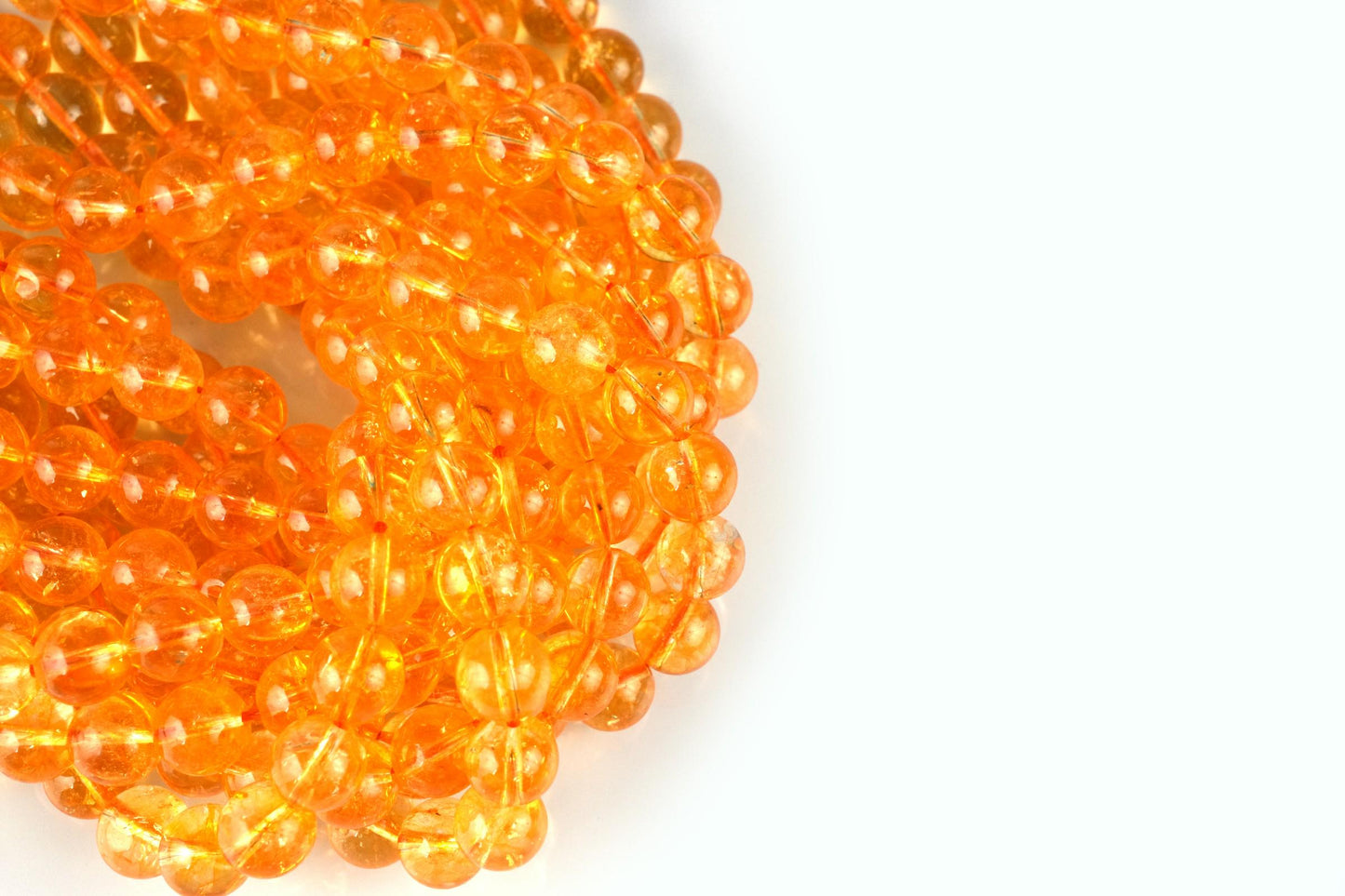 Natural Citrine Gemstone Round Smooth Beads String 15.5 Inches Long 4/6/8/10 MM for Jewelry Making and Crafting - AS & JG