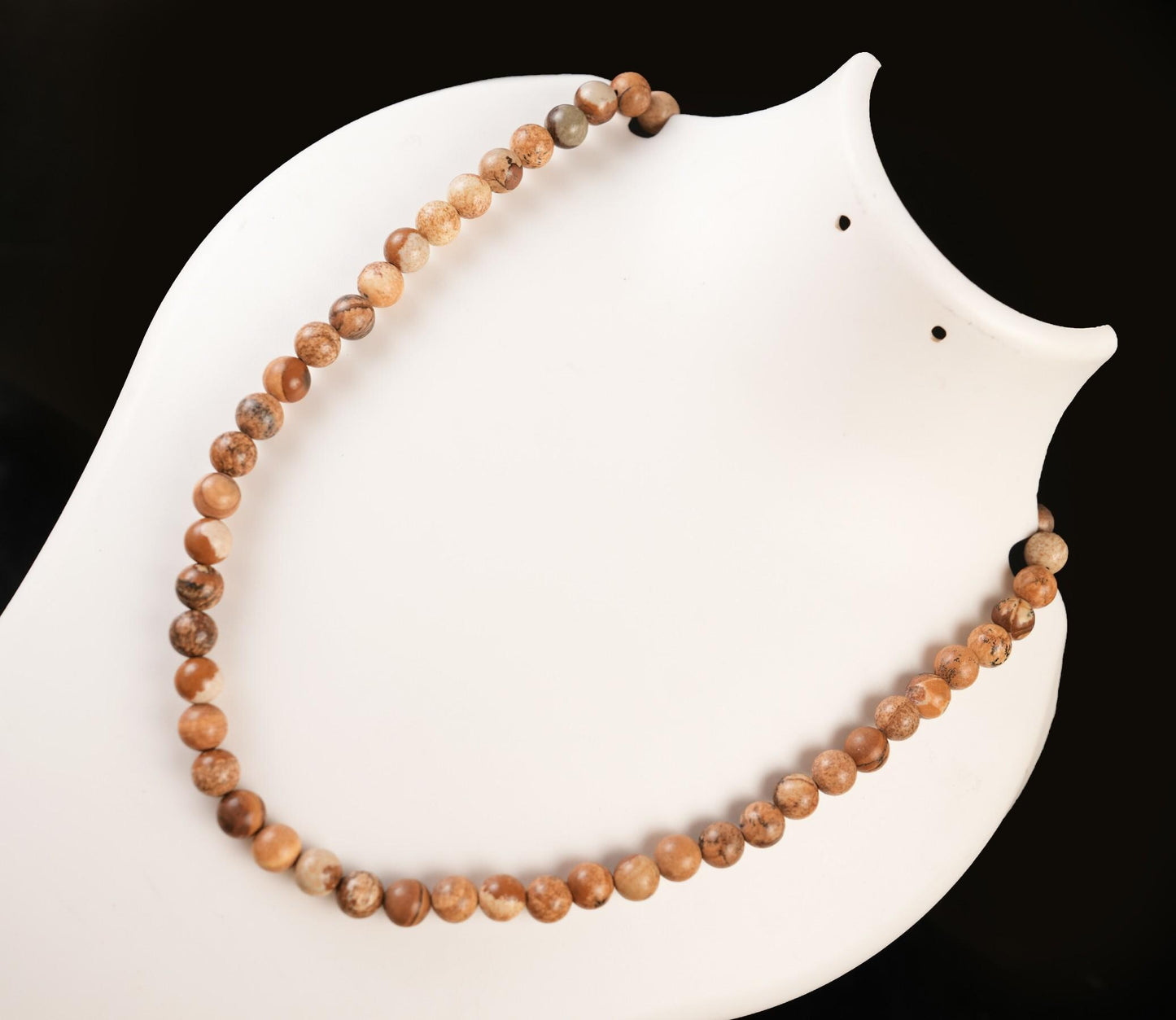 Genuine Picture Jasper Beads Necklace / Handcrafted Adjustable Mala Necklace / 8 MM Round Smooth Beaded Necklace Jewelry For Her - AS & JG