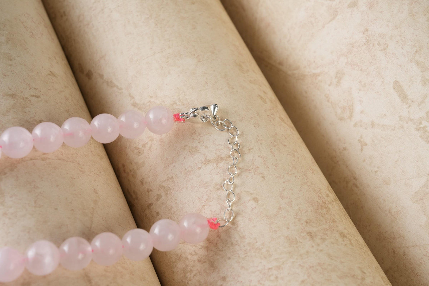 Genuine Rose Quartz Beads Necklace / Handcrafted Adjustable Mala Necklace / 8 MM Round Smooth Beaded Necklace Jewelry For Her - AS & JG