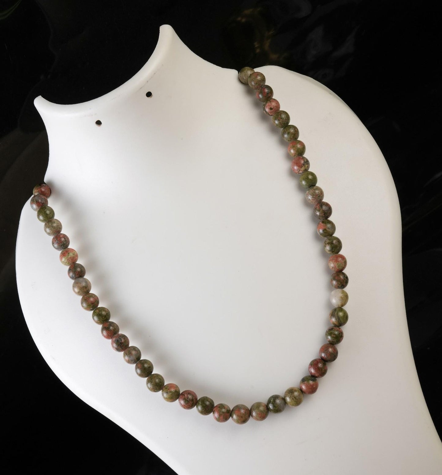 Genuine Unakite Beads Necklace / Handcrafted Adjustable Mala Necklace / 8 MM Round Smooth Beaded Necklace Jewelry For Her - AS & JG