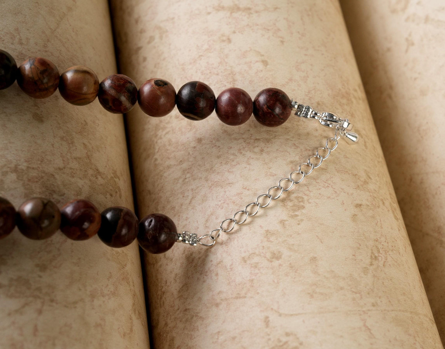 Genuine Picasso Jasper Beads Necklace / Handcrafted Adjustable Mala Necklace / 8 MM Round Smooth Beaded Necklace Jewelry For Her - AS & JG