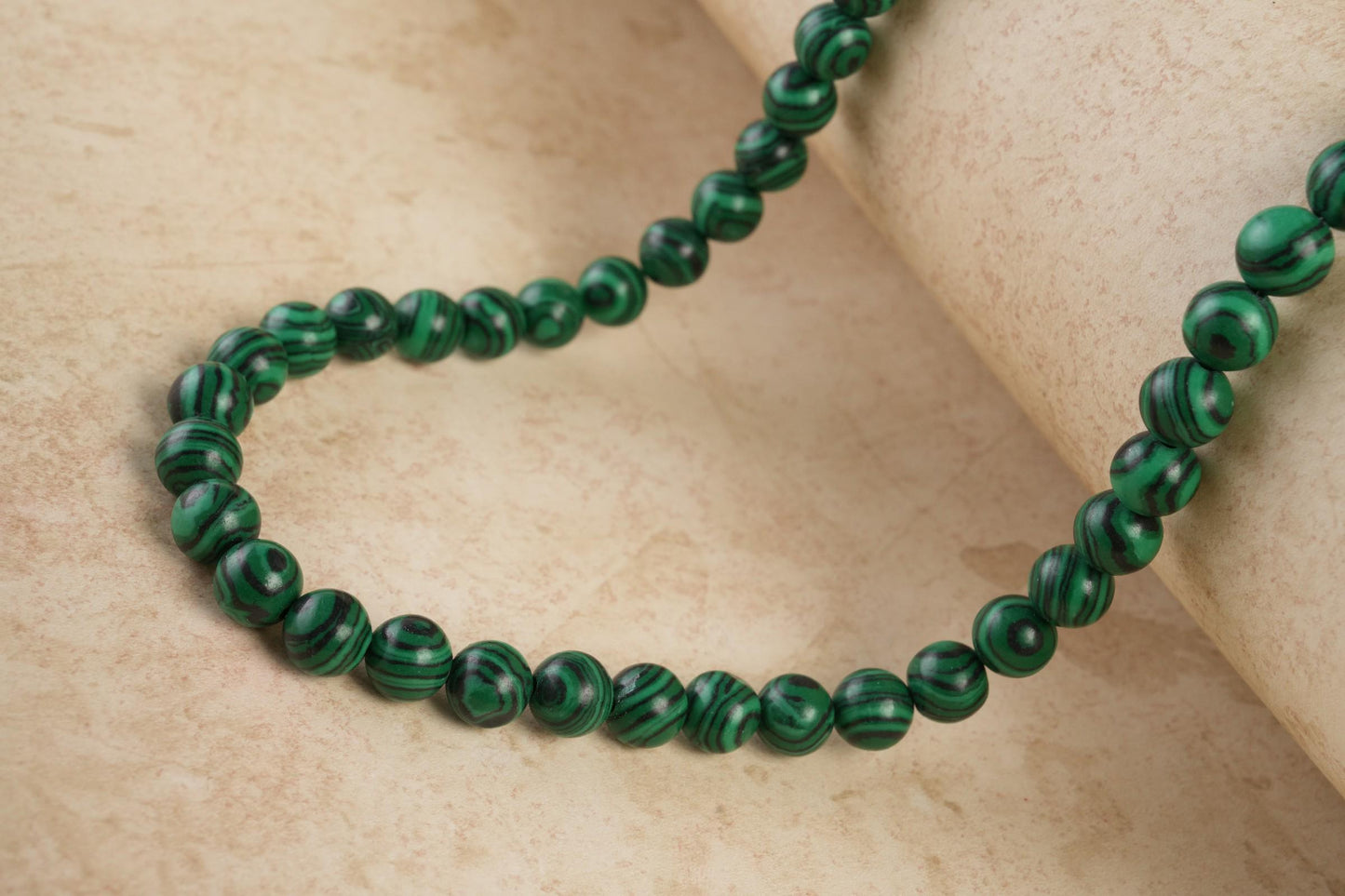 Genuine Malachite Beads Necklace / Handcrafted Adjustable Mala Necklace / 8 MM Round Smooth Beaded Necklace Jewelry For Her - AS & JG