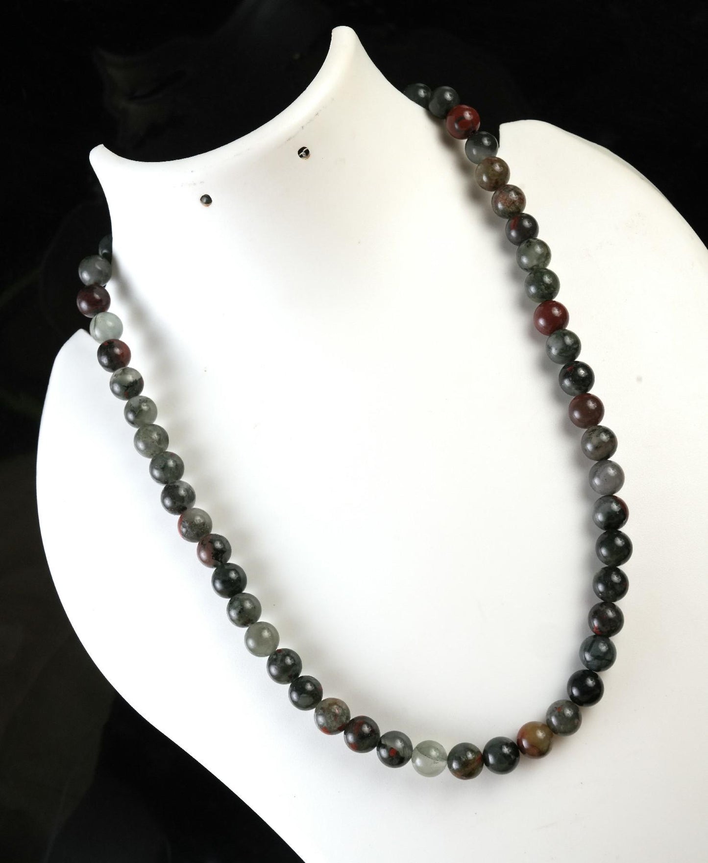 Genuine Bloodstone Beads Necklace / Handcrafted Adjustable Mala Necklace / 8 MM Round Smooth Beaded Necklace Jewelry For Her - AS & JG