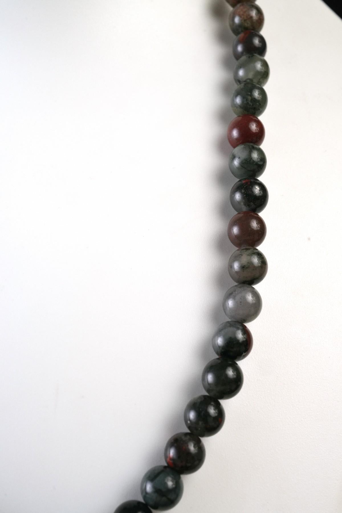 Genuine Bloodstone Beads Necklace / Handcrafted Adjustable Mala Necklace / 8 MM Round Smooth Beaded Necklace Jewelry For Her - AS & JG