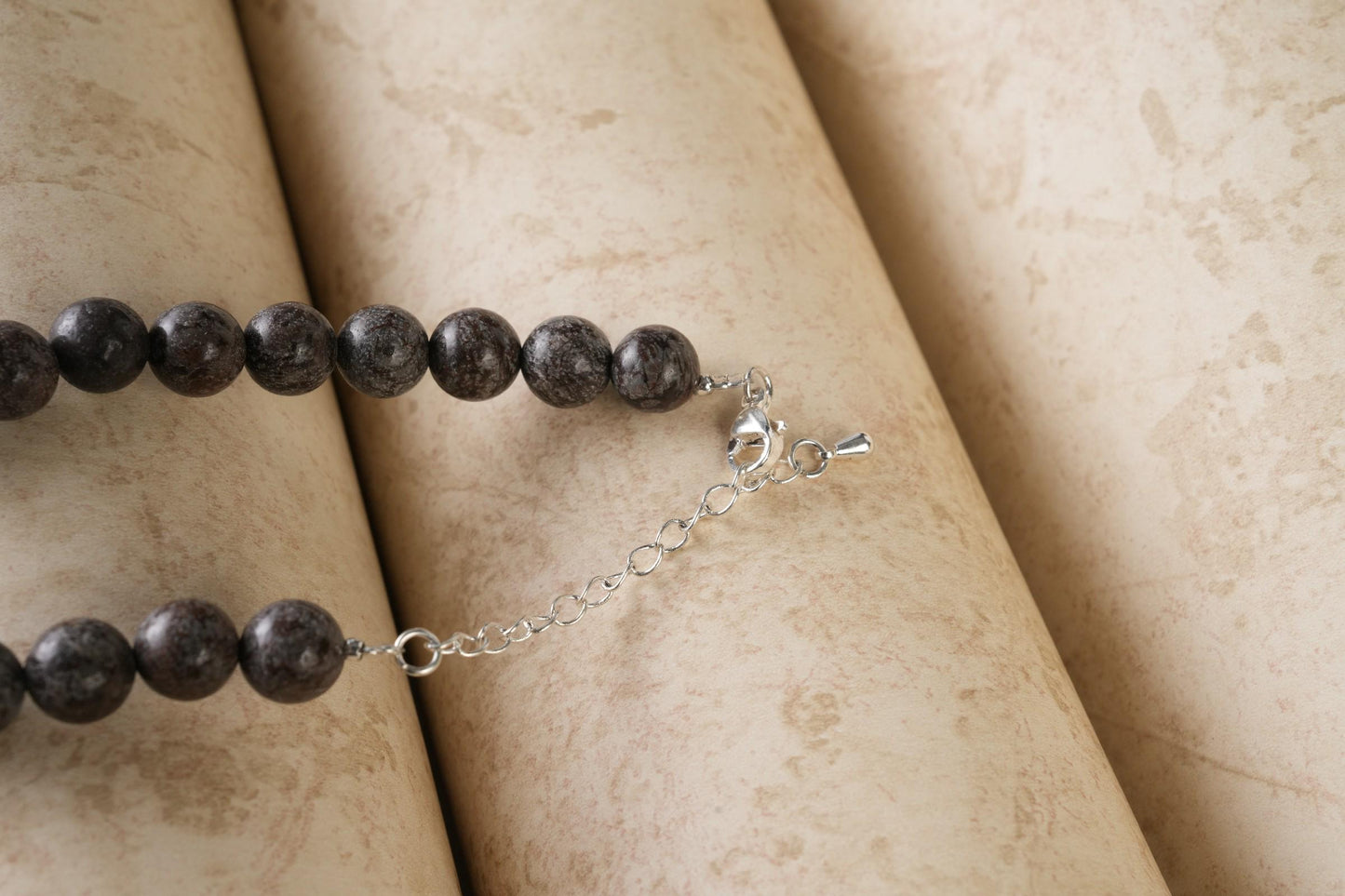 Genuine Brown Snowflake Obsidian Beads Necklace / Handcrafted Adjustable Mala Necklace / 8 MM Round Smooth Beaded Necklace Jewelry For Her