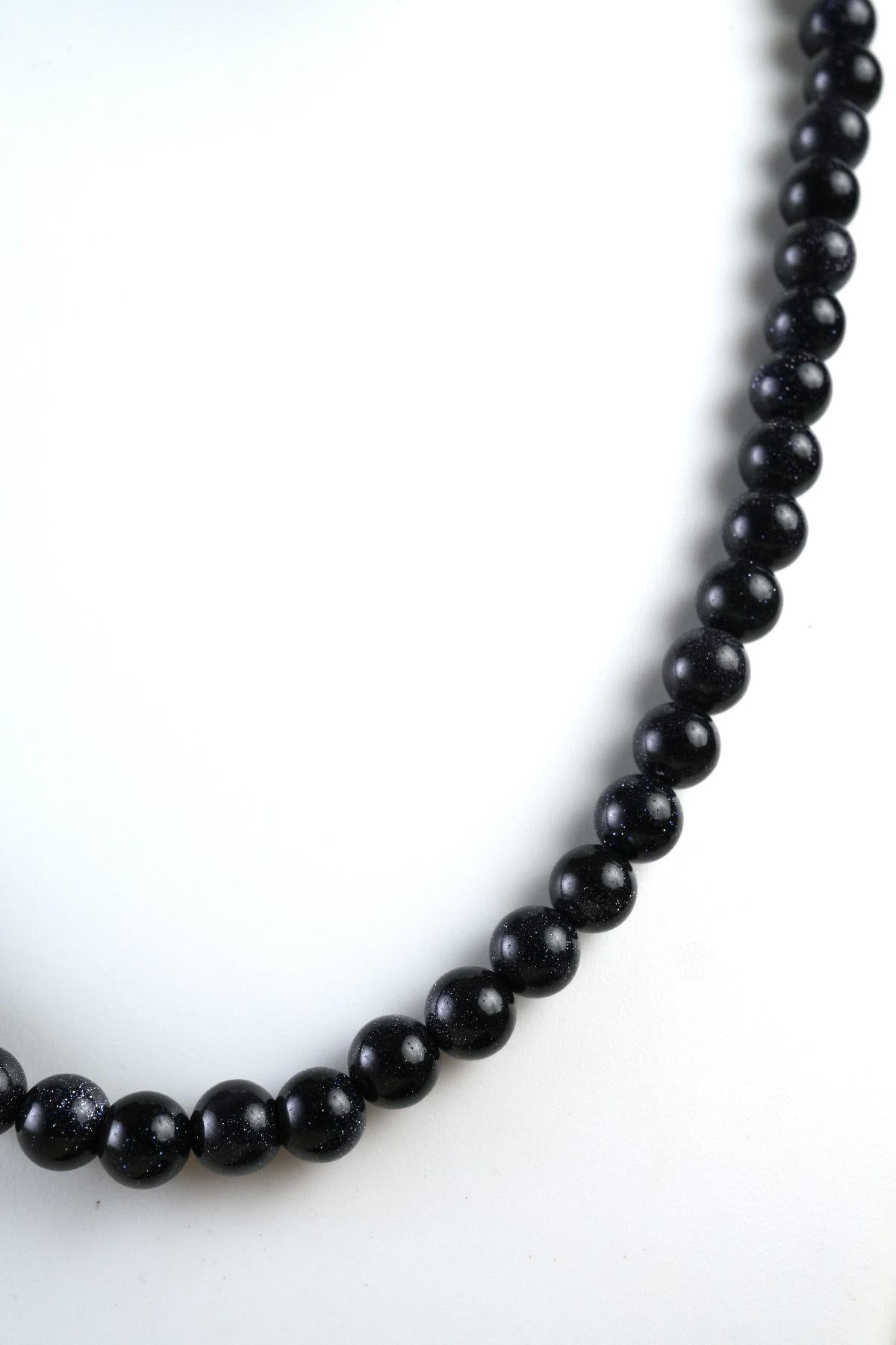 Genuine Blue Sandstone Beads Necklace / Handcrafted Adjustable Mala Necklace / 8 MM Round Smooth Beaded Necklace Jewelry For Her - AS & JG