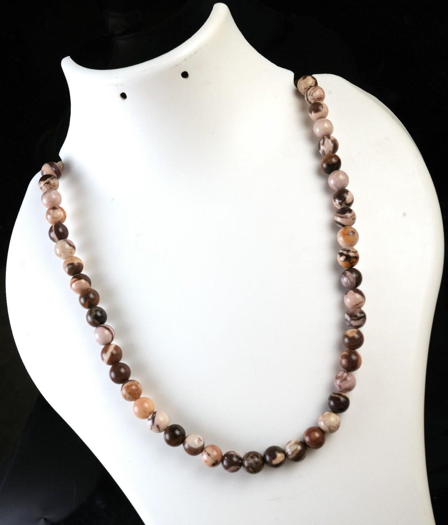 Genuine Australian Zebra Jasper Beads Necklace / Handcrafted Adjustable Mala Necklace / 8 MM Round Smooth Beaded Necklace Jewelry For Her