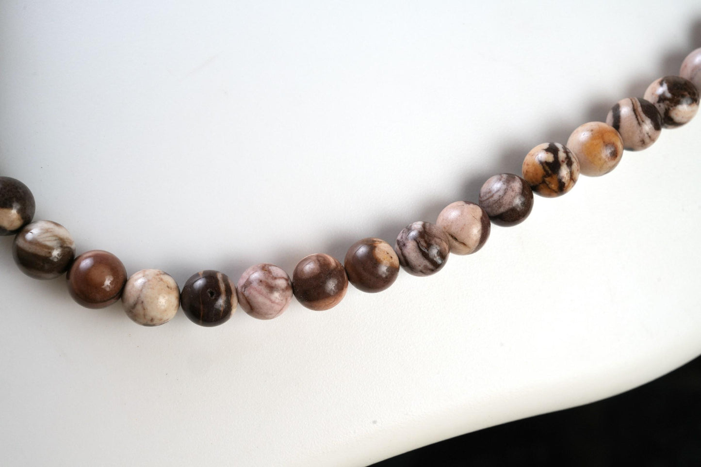 Genuine Australian Zebra Jasper Beads Necklace / Handcrafted Adjustable Mala Necklace / 8 MM Round Smooth Beaded Necklace Jewelry For Her