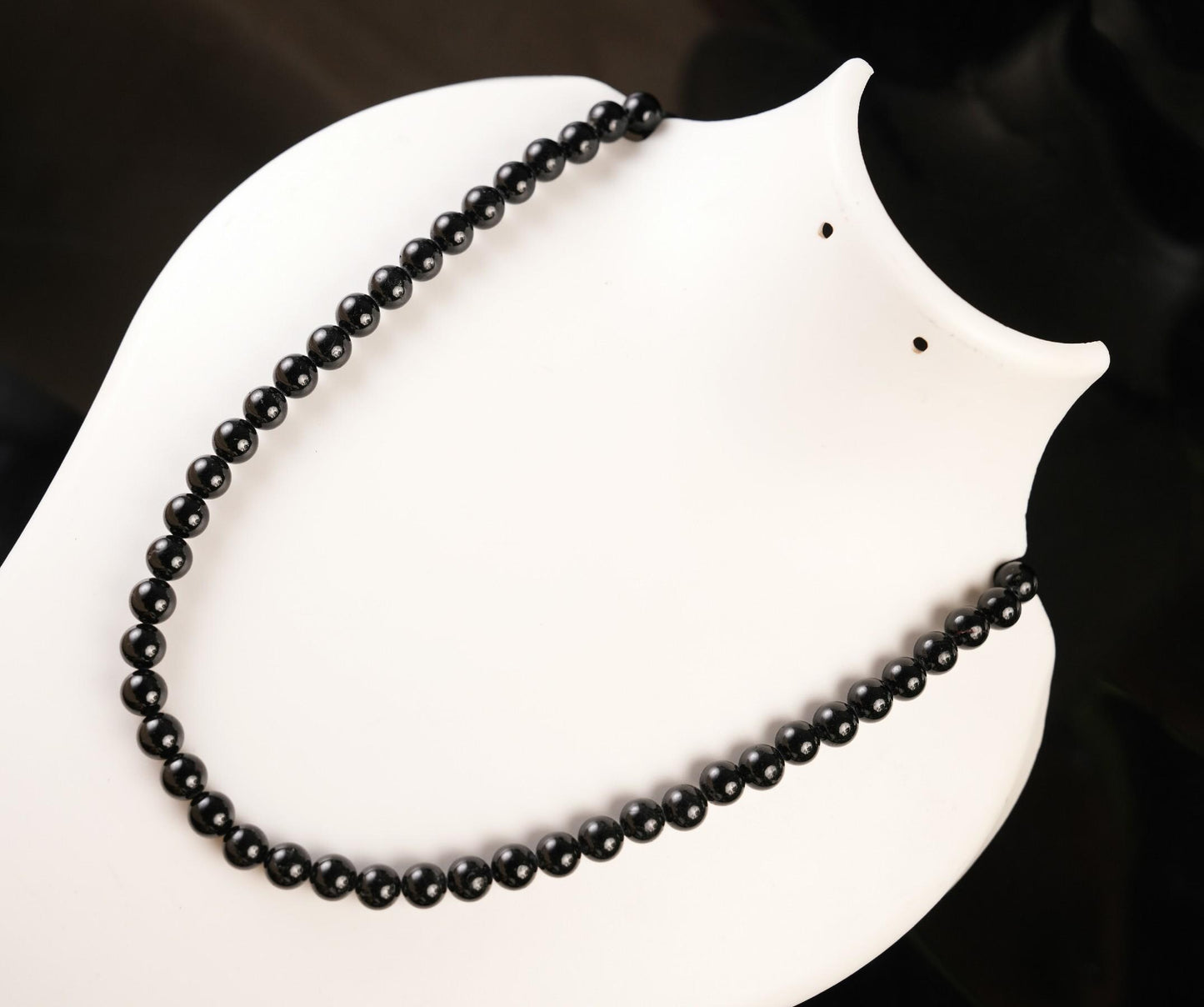 Genuine Black Obsidian Beads Necklace / Handcrafted Adjustable Mala Necklace / 8 MM Round Smooth Beaded Necklace Jewelry For Her - AS & JG