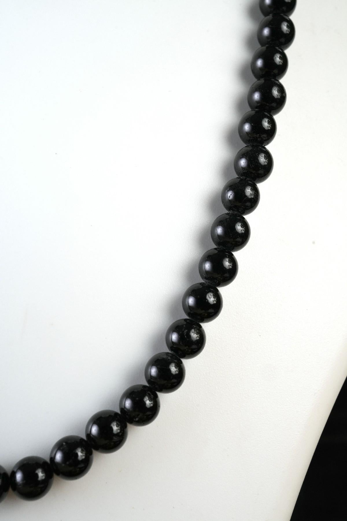 Genuine Black Obsidian Beads Necklace / Handcrafted Adjustable Mala Necklace / 8 MM Round Smooth Beaded Necklace Jewelry For Her - AS & JG