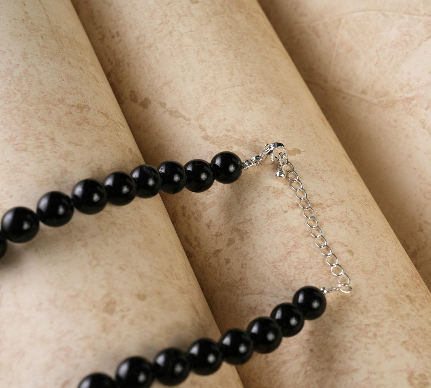 Genuine Black Obsidian Beads Necklace / Handcrafted Adjustable Mala Necklace / 8 MM Round Smooth Beaded Necklace Jewelry For Her - AS & JG