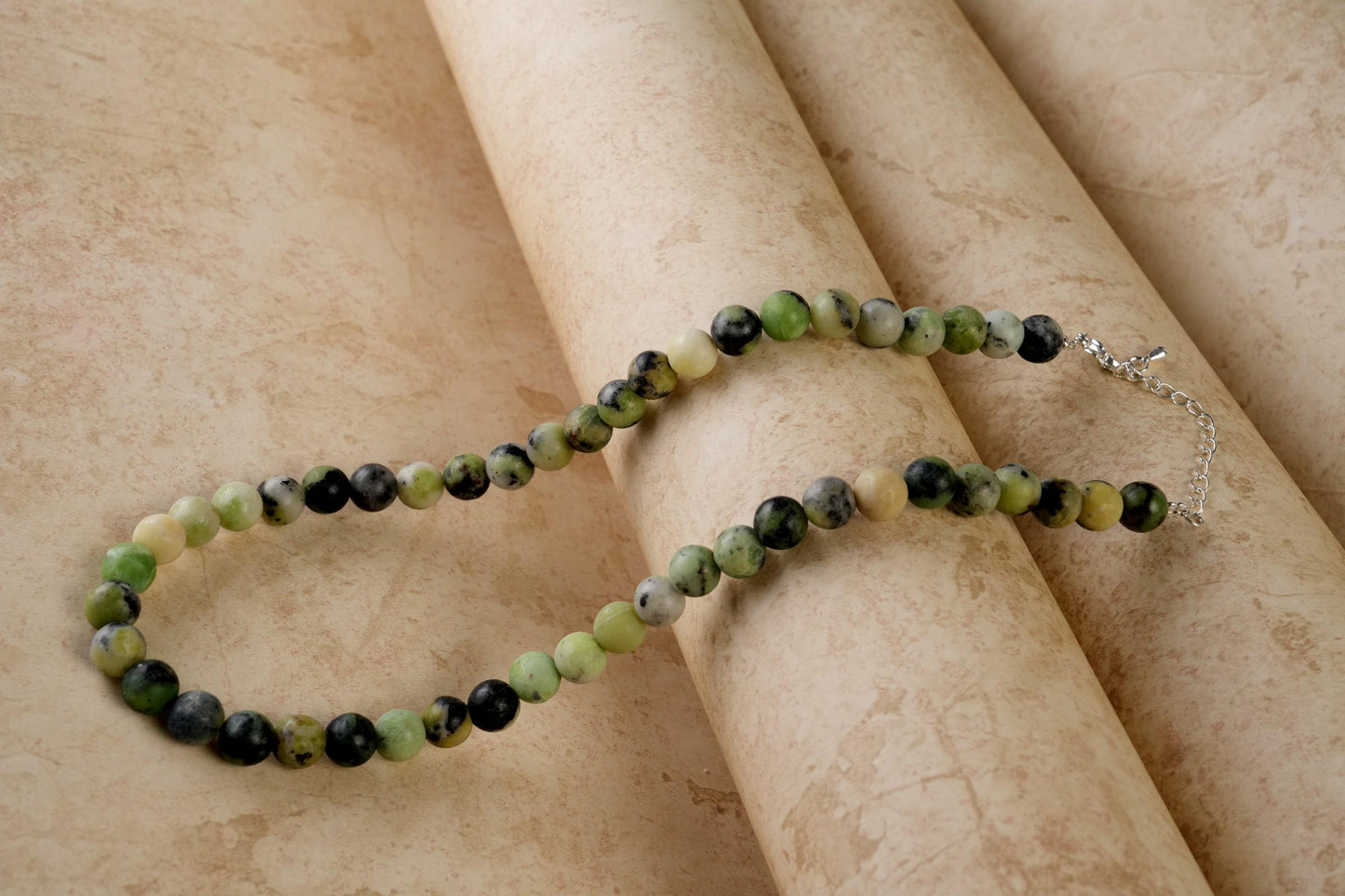 Genuine Chrysoprase Beads Necklace / Handcrafted Adjustable Mala Necklace / 8 MM Round Smooth Beaded Necklace Jewelry For Her - AS & JG