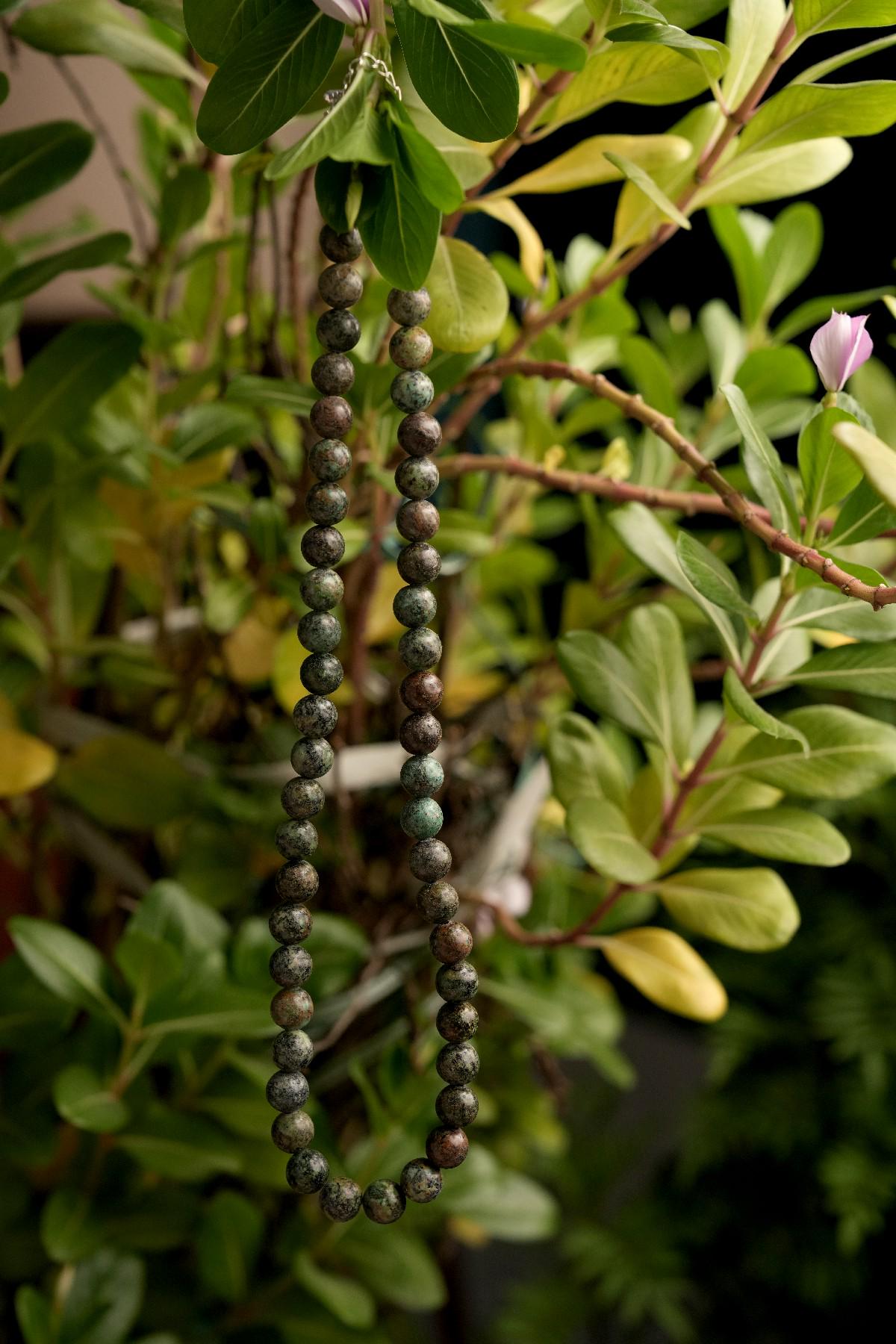 Genuine African Turquoise Beads Necklace / Handcrafted Adjustable Mala Necklace / 8 MM Round Smooth Beaded Necklace Jewelry For Her -AS & JG