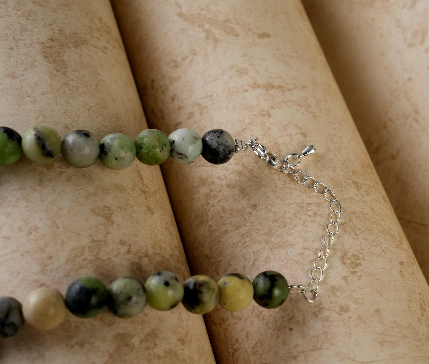Genuine Chrysoprase Beads Necklace / Handcrafted Adjustable Mala Necklace / 8 MM Round Smooth Beaded Necklace Jewelry For Her - AS & JG