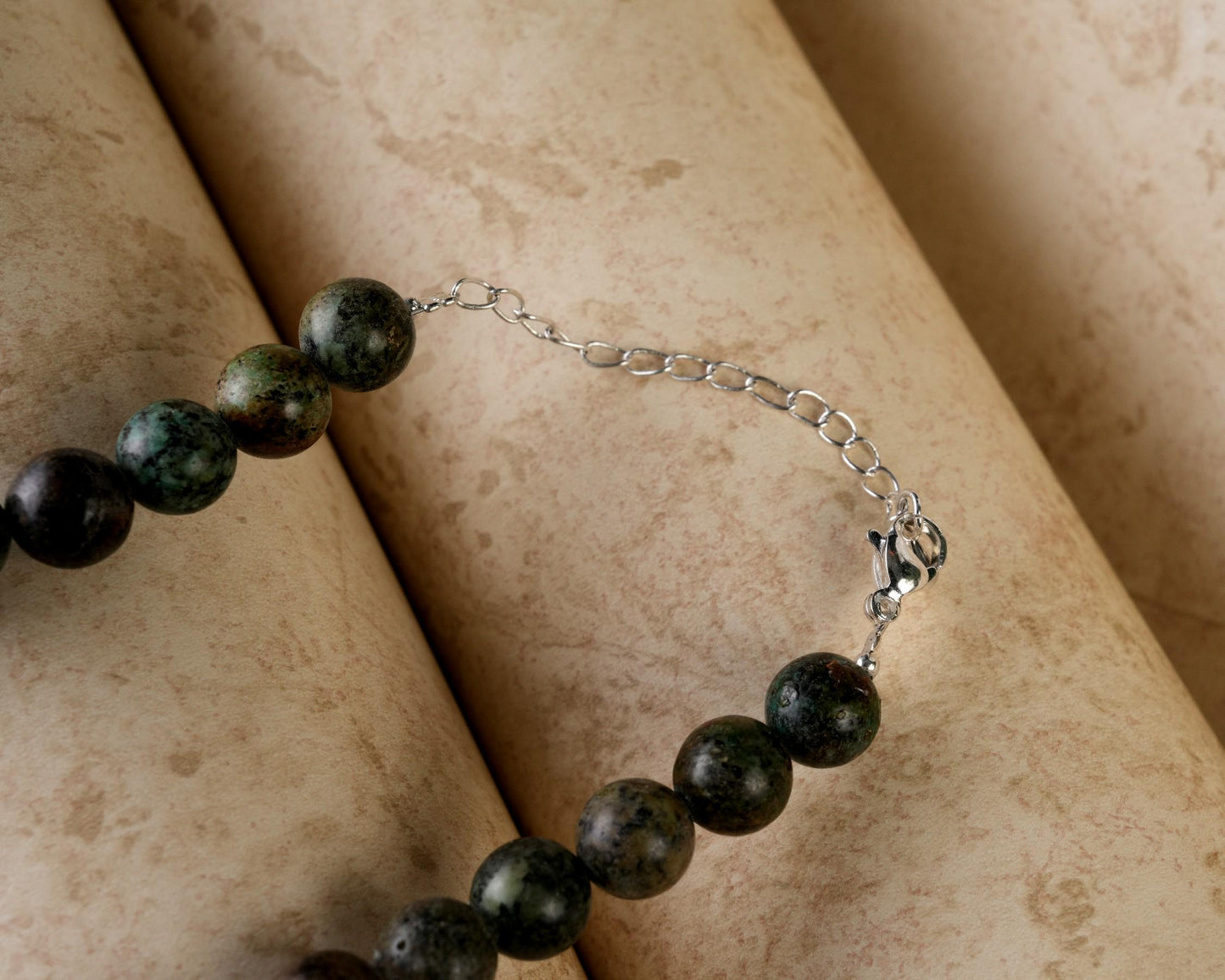 Genuine African Turquoise Beads Necklace / Handcrafted Adjustable Mala Necklace / 8 MM Round Smooth Beaded Necklace Jewelry For Her -AS & JG