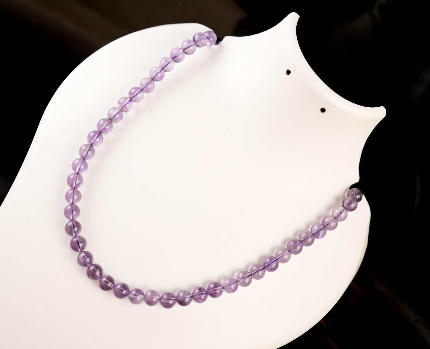 Genuine Amethyst Beads Necklace / Handcrafted Adjustable Mala Necklace / 8 MM Round Smooth Beaded Necklace Jewelry For Her - AS & JG