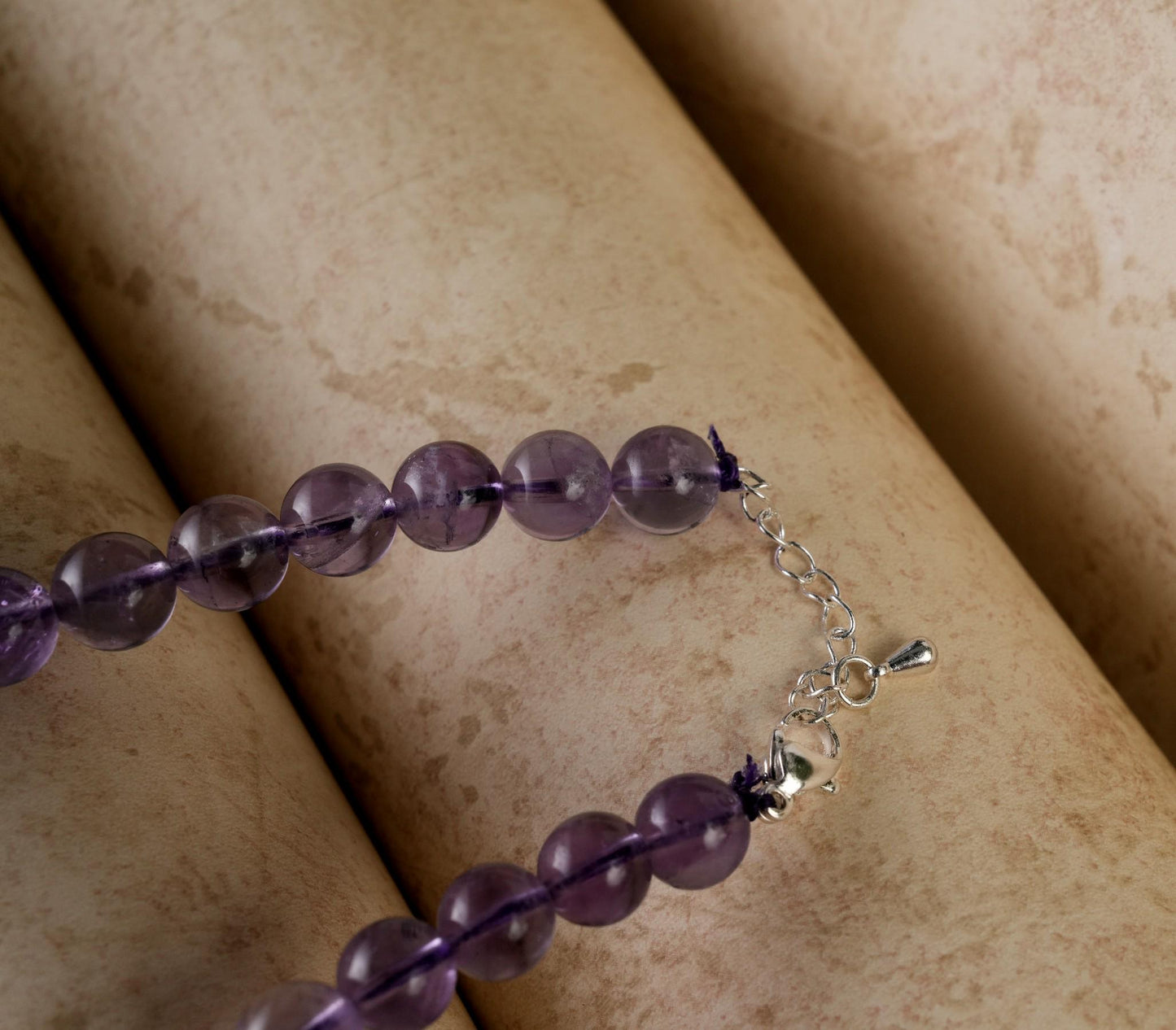 Genuine Amethyst Beads Necklace / Handcrafted Adjustable Mala Necklace / 8 MM Round Smooth Beaded Necklace Jewelry For Her - AS & JG