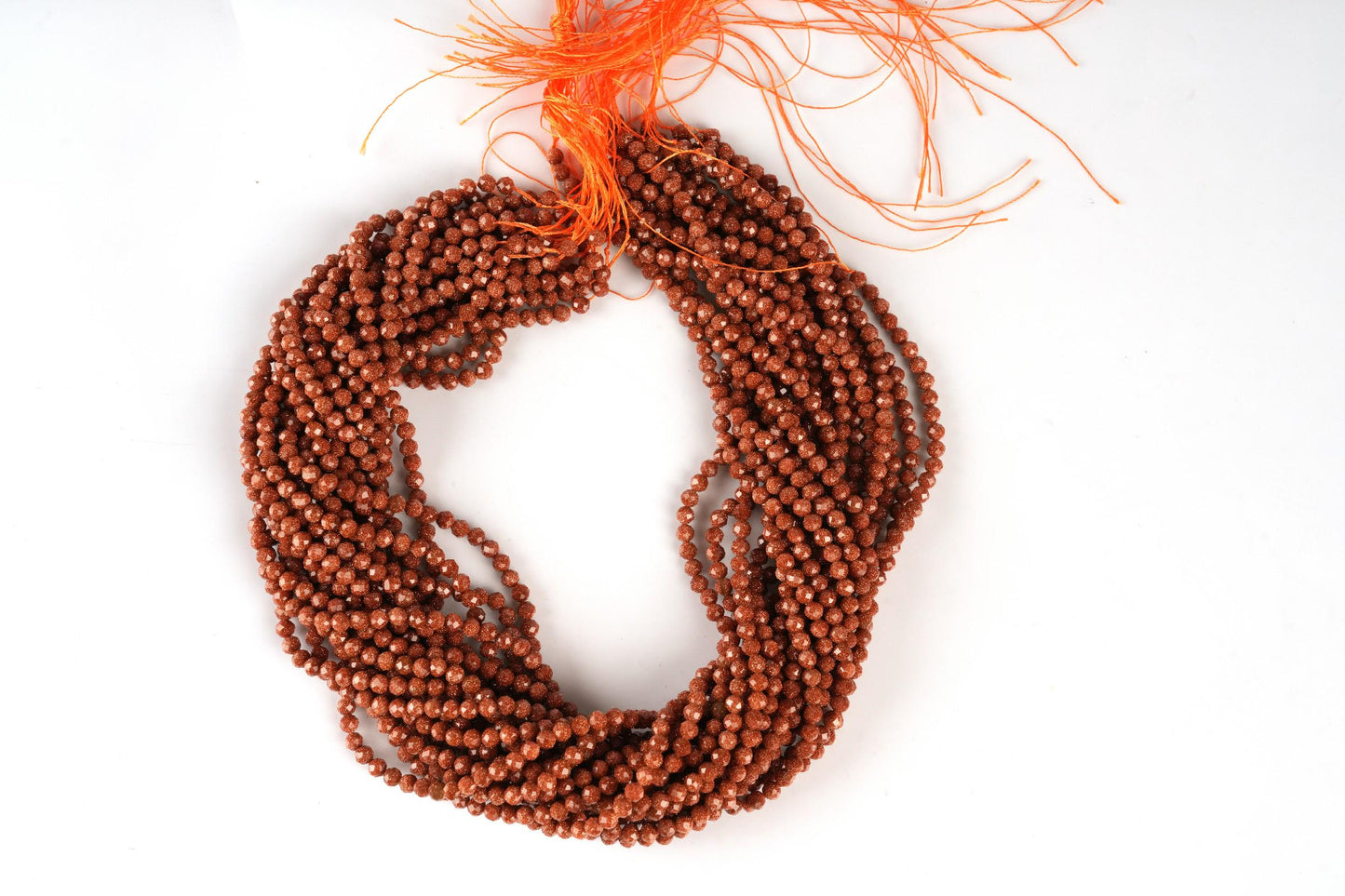 Natural Golden Sandstone Gemstone Round Micro Faceted Beads String 15.5 Inches Long 2/3/4/6 MM for Jewelry Making and Crafting - AS & JG