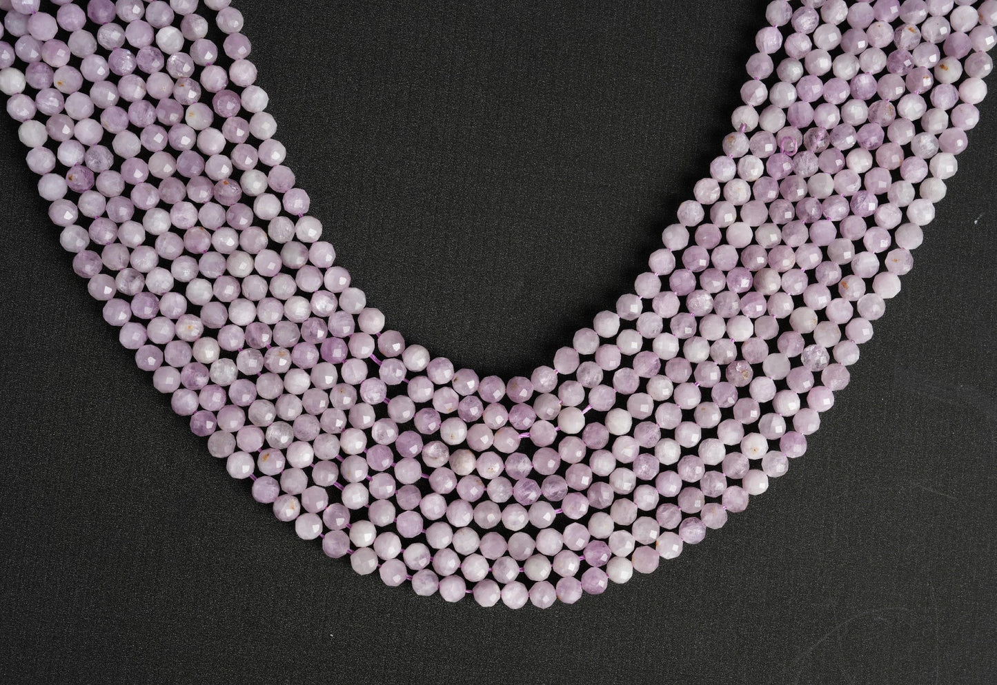 Natural Kunzite Gemstone Round Micro Faceted Beads String 15.5 Inches Long 2/3/4/6 MM for Jewelry Making and Crafting - AS & JG