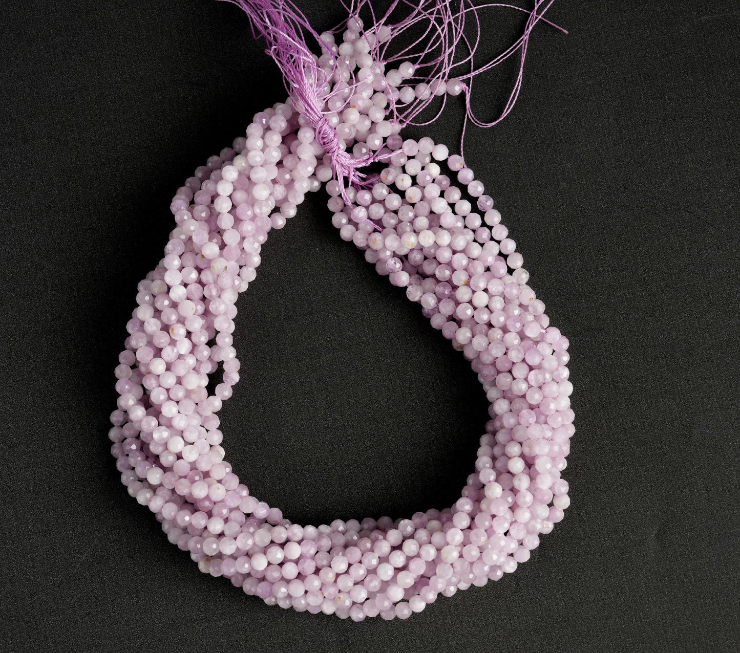 Natural Kunzite Gemstone Round Micro Faceted Beads String 15.5 Inches Long 2/3/4/6 MM for Jewelry Making and Crafting - AS & JG