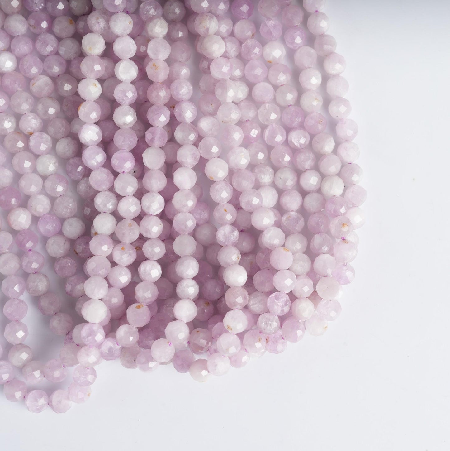Natural Kunzite Gemstone Round Micro Faceted Beads String 15.5 Inches Long 2/3/4/6 MM for Jewelry Making and Crafting - AS & JG