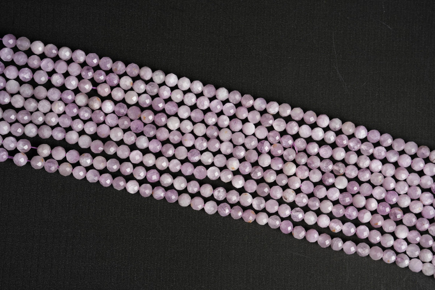 Natural Kunzite Gemstone Round Micro Faceted Beads String 15.5 Inches Long 2/3/4/6 MM for Jewelry Making and Crafting - AS & JG