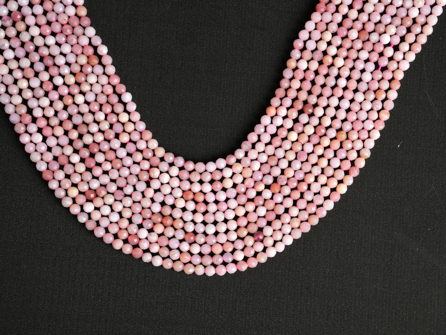 Natural Pink Opal Gemstone Round Micro Faceted Beads String 15.5 Inches Long 2/3/4/6 MM for Jewelry Making and Crafting - AS & JG