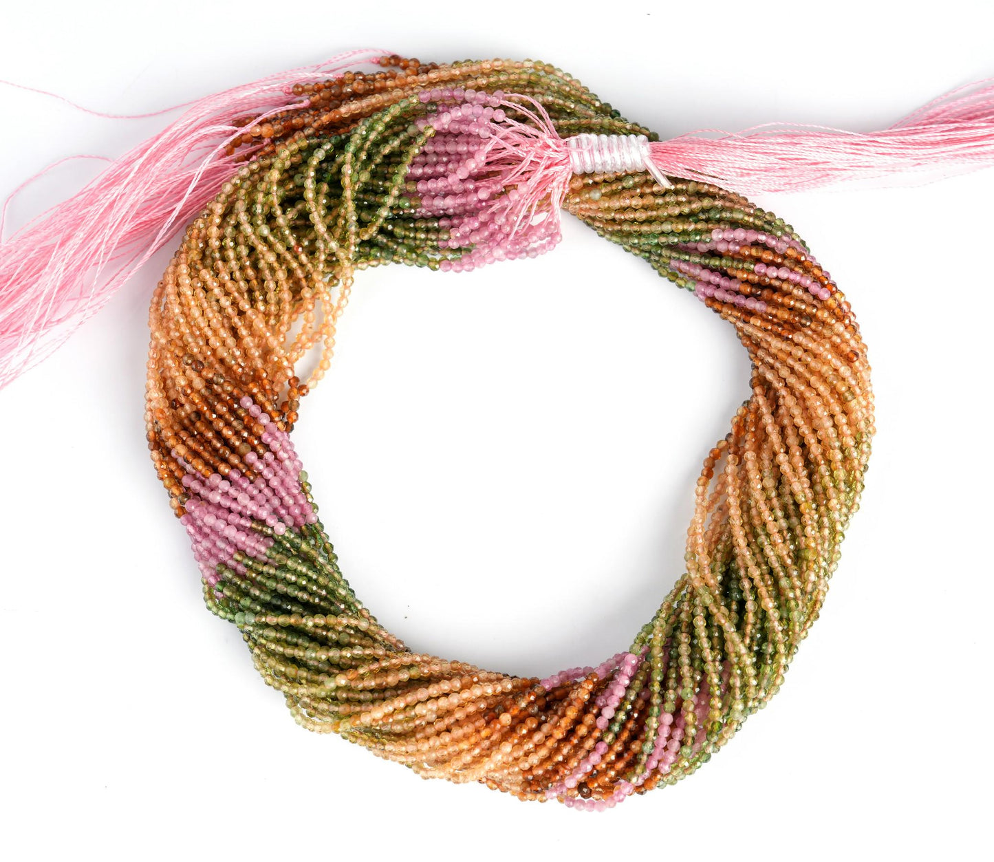 Natural Tourmaline Shaded Gemstone Round Micro Faceted Beads String 15.5 Inches Long 2/3/4/6 MM for Jewelry Making and Crafting - AS & JG