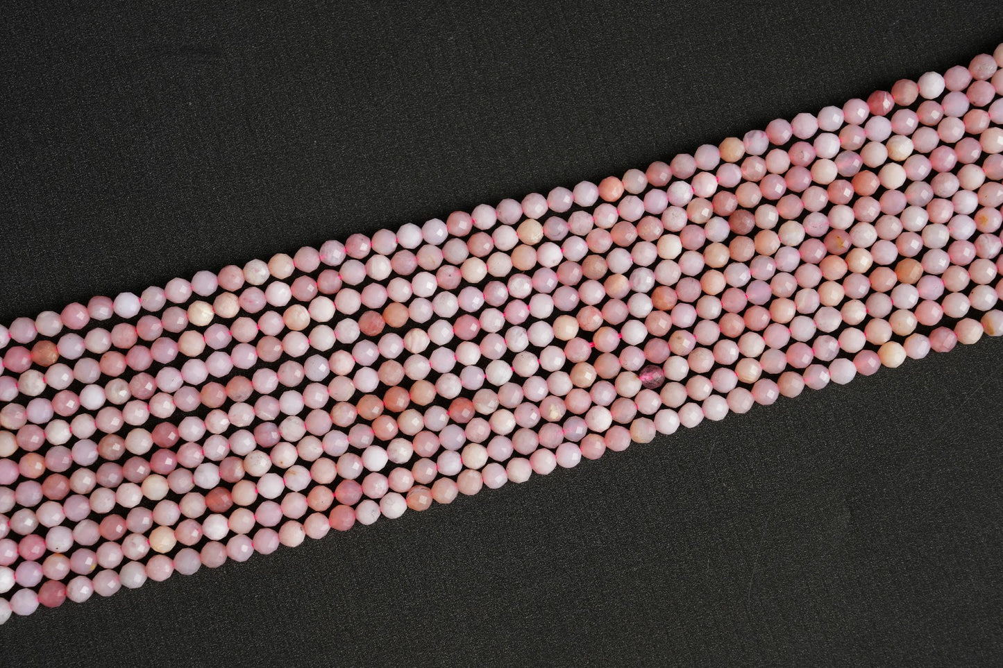 Natural Pink Opal Gemstone Round Micro Faceted Beads String 15.5 Inches Long 2/3/4/6 MM for Jewelry Making and Crafting - AS & JG